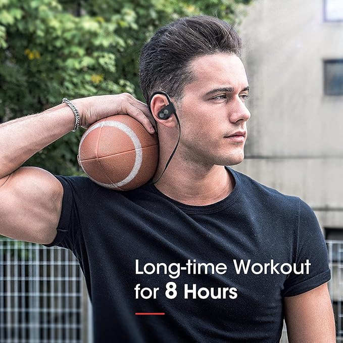 Redzoo Bluetooth Headphones V5.0,Running Headphones w/16 Hrs Playtime, Bass+ HD Stereo Wireless Sports Earphones w/IPX7 Waterproof Earbuds in Ear for Workout, Gym w/CVC6.0 Noise Cancelling Mic Black