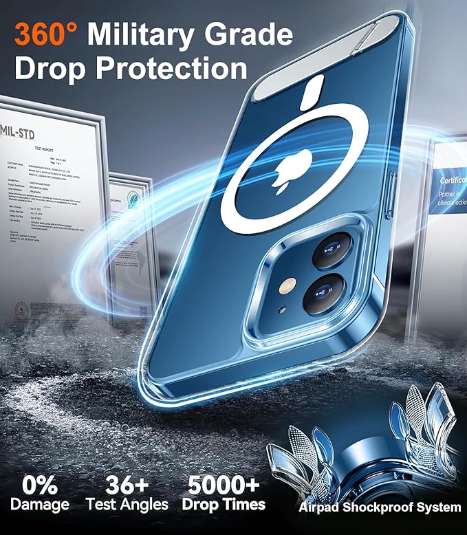 Magnetic Compatible with iPhone 12 Case & iPhone 12 Pro Case, [Built-in Invisible Kickstand][Compatible with MagSafe] [Military Grade Shockproof] Slim Thin Phone Case 6.1"