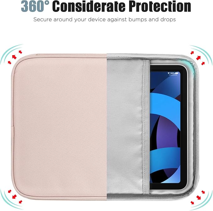 TiMOVO 9-11" Tablet Sleeve Bag for iPad 11-inch A16 2025, iPad 10.9"/10.2"| Air 11 Inch/5th/4th Gen. 10.9", Galaxy Tab A9+/A11Plus 11", Protective Bag with Pocket, Pink