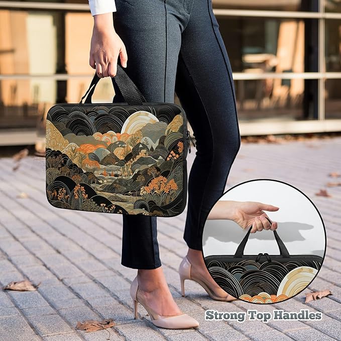Universal Laptop Sleeve Tablet Case 12 inch, Japanese Abstract Art Slim Carrying Case Durable Handbag Travel Laptop Bag for Surface Pro 9 8 7/Laptop Go 2 3, MacBook Air 11/12