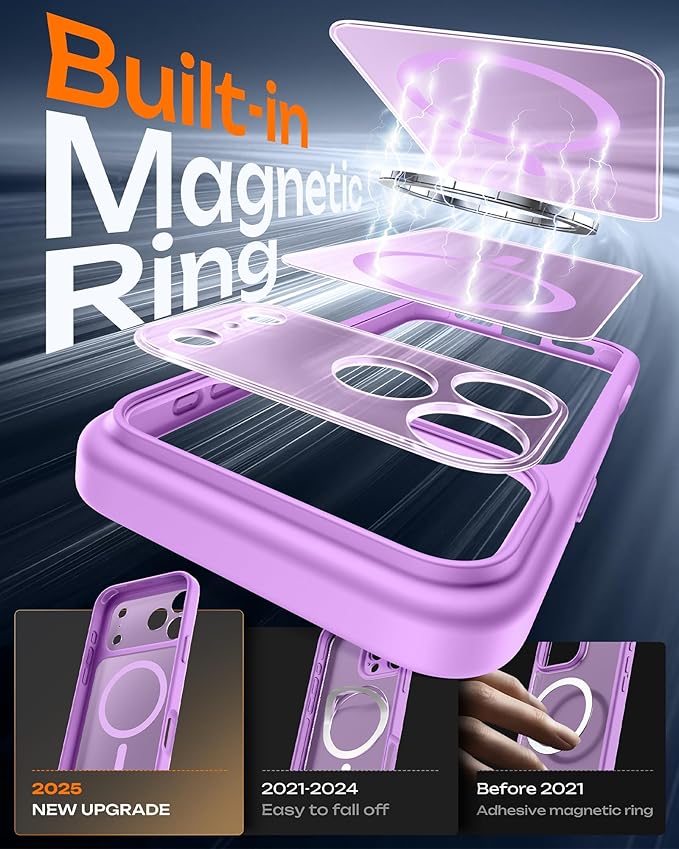 TOCOL for iPhone 17 Pro Max Case, Compatible with Magsafe Charger, Full Camera Protection, Translucent Matte for iPhone 17 Pro Max Phone Case 6.9 inch (Light Purple)