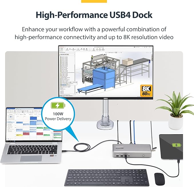 StarTech.com USB-C Docking Station (10-in-1, USB4), Up to 100W Charging for Laptop, 40Gbps Data Transfer, 2.5Gb Ethernet, Single 8K, Dual 4K Display, 6X USB (Not MacOS Compatible)