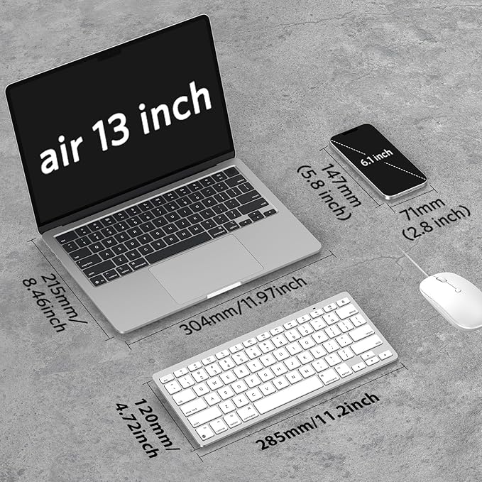 OMOTON Wireless Keyboard for Mac, Compact Ultra-Slim Design (No Number Pad), Stable Bluetooth Keyboard for Mac, Ergonomic and Portable, Compatible with MacBook Pro/Air/iMac, Silverwhite