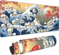 Japanese Waves Skull Mouse Pad Extended Large Gaming Mouse Pad XL Stitched Edges for Gamer Home Office 31.5 X 11.8 Inch