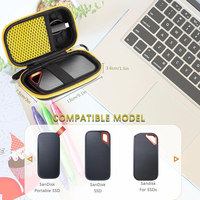 Hard Case Compatible with SanDisk Extreme Pro/SanDisk Extreme Portable External SSD 500GB 1TB 2TB, Portable Protective Storage Travel Bag (Box Only)