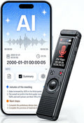 AI Voice Recorder, Transcribe & Summarize with AI, App Control, AI Note Taker for Meeting & Lecture, Support 152 Languages, Voice Activated Recorder with Playback, Black