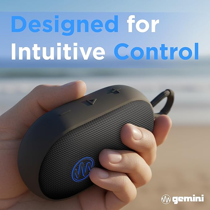 Gemini Mini Bluetooth Speaker - Small Portable Waterproof with Carabiner, Compact Travel Design, IPX7 Shower Proof, 12Hr Battery, TWS Pairing for Outdoors, Beach, Hiking (BEATORB)