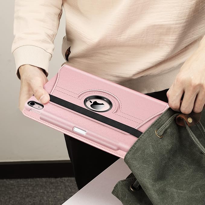 Fintie Rotating Case for iPad Air 11-inch M4/M3/M2 (2026/2025/2024), iPad Air 5th (2022) / 4th Generation 10.9 Inch - 360 Degree Rotating Protective Stand Cover with Pencil Holder, Rose Gold