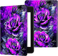 for Case for 6" Kindle 10th Generation 2019 Release (Model No J9G29R) E-Reader Case, Slim Kickstand Stand Leather Smart Cover with Auto Wake/Sleep, Purple Rose Wall