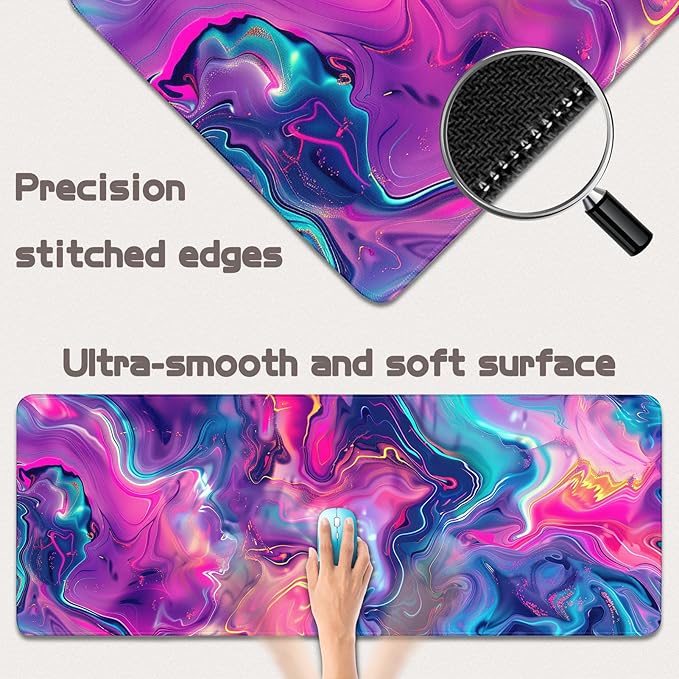 Gaming Mouse Pad - (31.5"×11.8") Topographic Large Mouse Pads for Desk - Desk Mat for Keyboard and Mouse with Non-Slip Base, Desks Pad Matfor Game/Office & Home