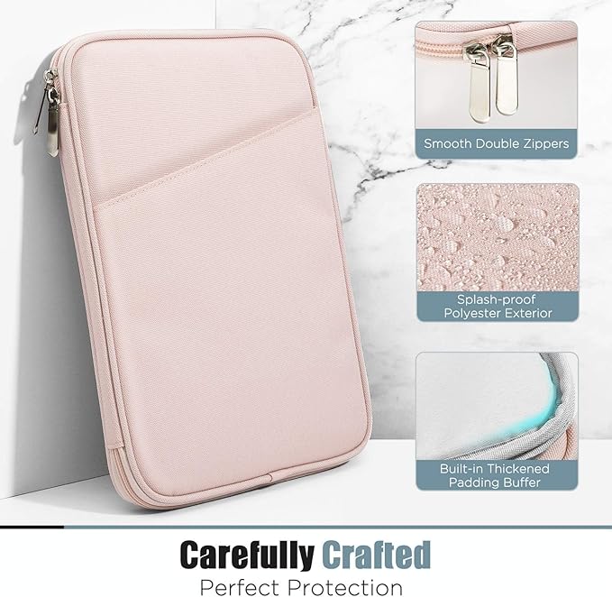 TiMOVO 8-9 Inch Tablet Sleeve Case for All-New iPad mini 7 (A17 Pro, 2024), iPad mini 6 (8.3-Inch, 2021), iPad mini 5/4/3/2/1, Portable Protective Pouch Bag for iPad mini, Pink