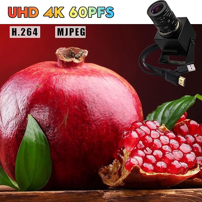 SVPRO 4K 60fps Streaming Camera with 4X Optical Zoom & Manual Focus, HDMI/USB 3.0 Webcam for PC/Mac - Live Broadcast/OBS/Monitoring, 2.8-12mm CS Mount Lens