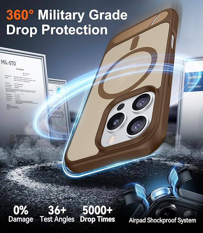 Magnetic Compatible with iPhone 16 Pro Case, [Built-in Invisible Kickstand][Compatible with MagSafe] [Military Grade Shockproof] Slim Translucent Matte Phone Case for iPhone 16 Pro 6.3"