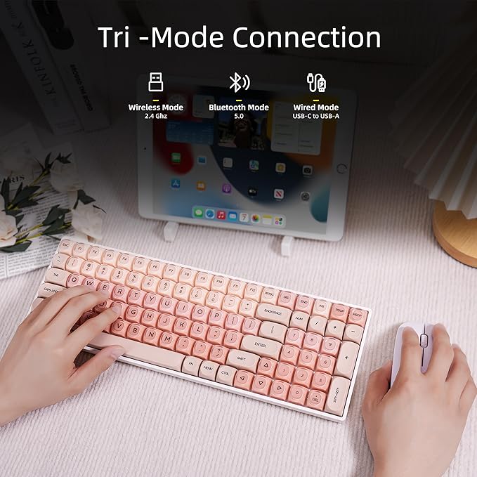 ZORNHER ZH100 Foundation Mechanical Keyboard,98% Pink Creamy Keyboard with Number Pad,Full Size Gaming Keyboard Cute,Jelly MOA Profile Round Keycaps,Creamy Sounding Linear Switches,PC Gaming