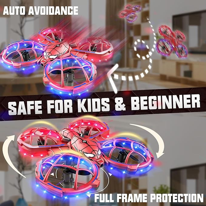 BEZGAR Mini Drone Easy to fly Beginner, LED Remote Control Drones, RC Quadcopter with Auto Hovering, 3 Speed Mode, 360° Flips Stunt, Headless Mode, Obstacle Avoidance, Birthday Gifts for Kids 8-12