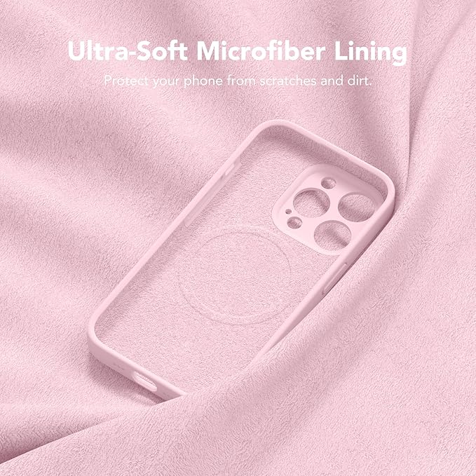 Magnetic for iPhone 13 Pro Max Case, Compatible with MagSafe, [Full Camera Protection][Screen Protector] Silicone Shockproof Protective Phone Case for iPhone 13 Pro Max 6.7", Chalk Pink