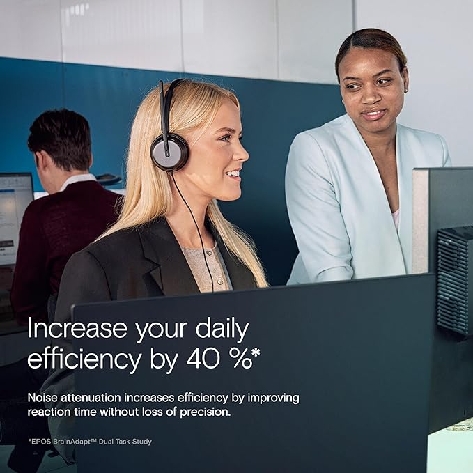 EPOS Impact 860T ANC Dual-Sided Wired Headset with Active Noise Cancellation, Microsoft Teams Certified, USB C and USB A, Super Wideband Audio, Ideal for Office Calls, Zoom, Home & Hybrid Work, Black