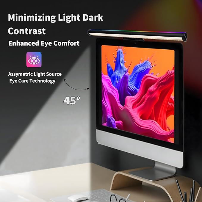 Hive Vibes 17" Smart Monitor Light Bar with RGB Backlight, Wireless Remote and App Control, Multiple Temperatures, Stepless Dimming, Eye Care, Anti-Glare Desk Lamp for Home, Office and Gaming