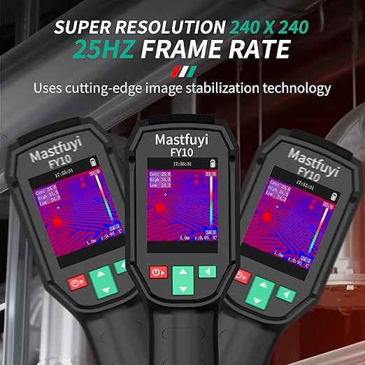 TR10 Thermal Imager, Super Resolution 240×240 Thermal Camera, 25Hz Infrared Camera with Temperature Alarm, -4°F to 1022°F Handheld Infrared Imager, 8-Hour Battery Life Infrared Camera