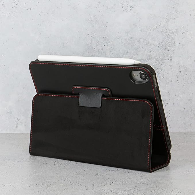 Casemade Real Leather Case Compatible with iPad mini 7 (A17 Pro) / 6th Gen (2021) - Full-Grain Leather Cover, Auto Sleep/Wake, Dual Stand Position (Black)