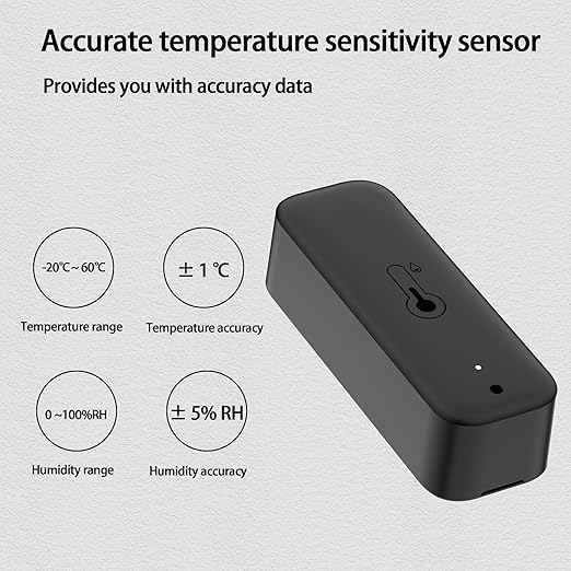 WiFi Hygrometer Thermometer Sensor, Wireless Smart Temperature Humidity Monitor with Remote App Notification Alert, for Home, Greenhouse Black (2 Pack)