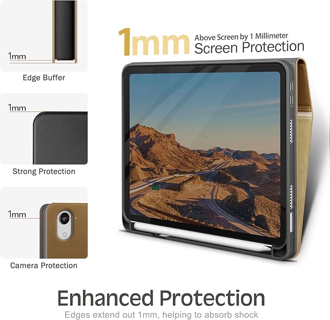 KingBlanc for iPad mini 7 (A17 Pro) Case, iPad mini 7th/6th Generation Case (2024/2021 8.3-inch) with Pencil Holder, PU Leather Stand Cover, Auto Sleep/Wake, Multi-Angle for Viewing/Typing, Beige