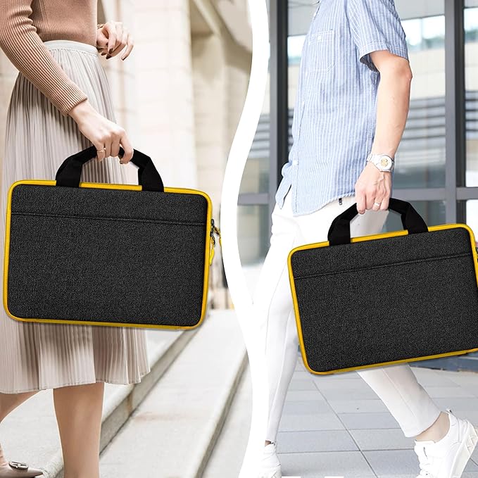 Hseok 13 14 inch Laptop Case Sleeve with Small Case,TSA Computer Handbag Compatible with MacBook Neo/Pro 14 M5/M4/M3/M2/M1,All Models 13.3" MacBook Air/Pro,XPS 13/14,Most 13-14 Notebooks,Black-Yellow