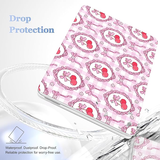 Case for 2026 MacBook Neo 13-inch Laptop with Liquid Retina Display, Release Model A3404, Sturdy Plastic Hard Shell Case + Keyboard Cover + Trackpad Film + Dust Plug, Cherry Bows & Checkered