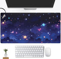 Blue Stars Desk Mat Cute Cloud Desk Pad, Aesthetic Starry Sky Mouse Mat Gaming Mousepad XXL, Extra Large Deskktop Mats for Keyboard and Mouse, Computer Laptop Mat Kawaii Desk Decor 31.5"x15.75"