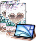 Case for iPad Air 13 inch M4 2026/M3 2025/M2 2024 with Pencil Holder & Card Slots & Auto Sleep, Embossed PU Leather Stand Magnetic Shockproof Cover Case for iPad Air 13 - Diamond Peach