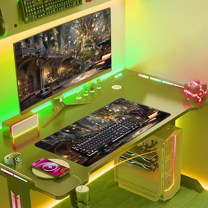 Dark Academia Bookish Desk Mat Adventure Dreams Extended Mousepad Large Gaming Mousepad Black Extended Mouse Pad XXL Laptop Computer Mouse Keyboard Mat 31.5 x 15.7