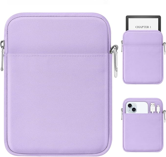 MoKo Padded Ereader Sleeve Case for 6-7 inch Tablet Bag, Compatible with 7" eReader Colorsoft Signature Edition 2024, 6" Kobo, 6" Nook, Lilac