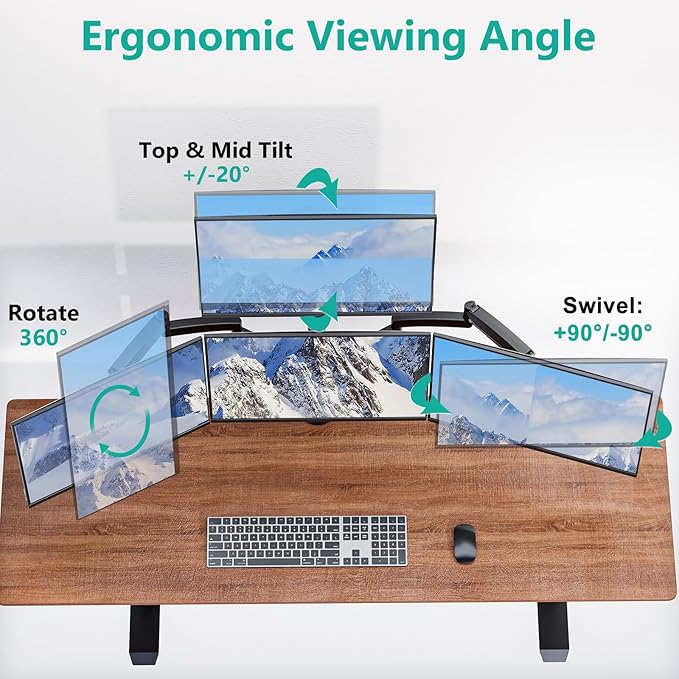 WALI Quad Monitor Mount for 13-27 inch Screens, Extra Tall 4 Monitors Desk Mount, up to 19.8lbs, 32.2 inch Height Max, Fully Adjustable 4 Monitor Arms, VESA 75/100mm (GSDM004S), Black