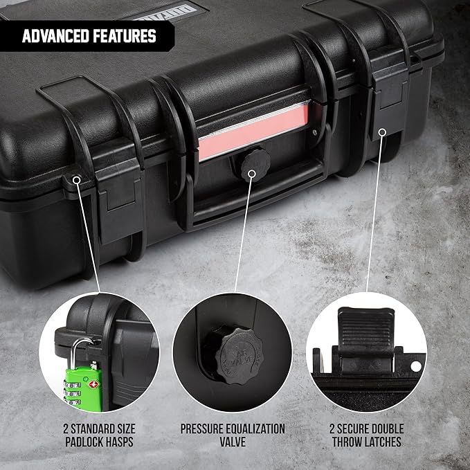 Durabox All Weather Hard Case 18 x 14 x 6” - TSA Approved Hard Shell Travel Case with Customizable Foam for Cameras, Lenses, Laptops, Electronics, Guns, Pistols and Other Gear