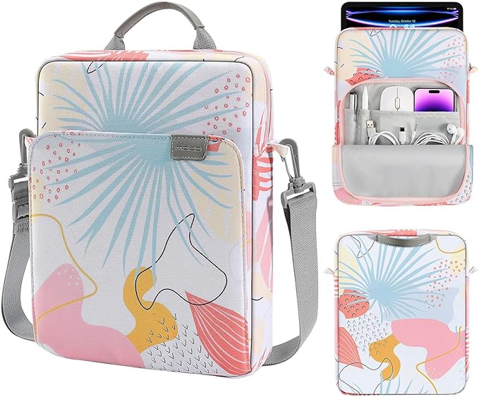 MoKo 9-11 Inch Tablet Sleeve Bag Handle Carrying Case with Shoulder Strap Fits iPad Pro/Air/A16 11 inch,iPad 10th 10.9,i-Pad 9/8/7th 10.2,iPadAir 5/4th 10.9,i-Pad 9.7,Tab S8/S9 11", Tropical Leaf