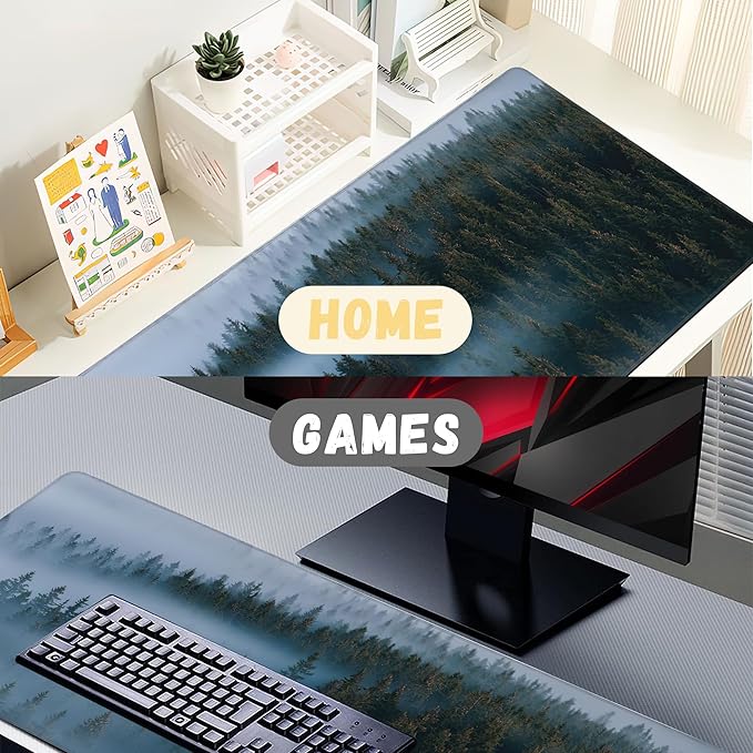 Large Mouse Pad Misty Foggy Sunset Extended Gaming Mouse Pad Desk Mat Stitched Edges Mousepad Non-Slip Rubber Base Keyboard Pad for Laptop Computer PC 35.4 x 15.7 inches