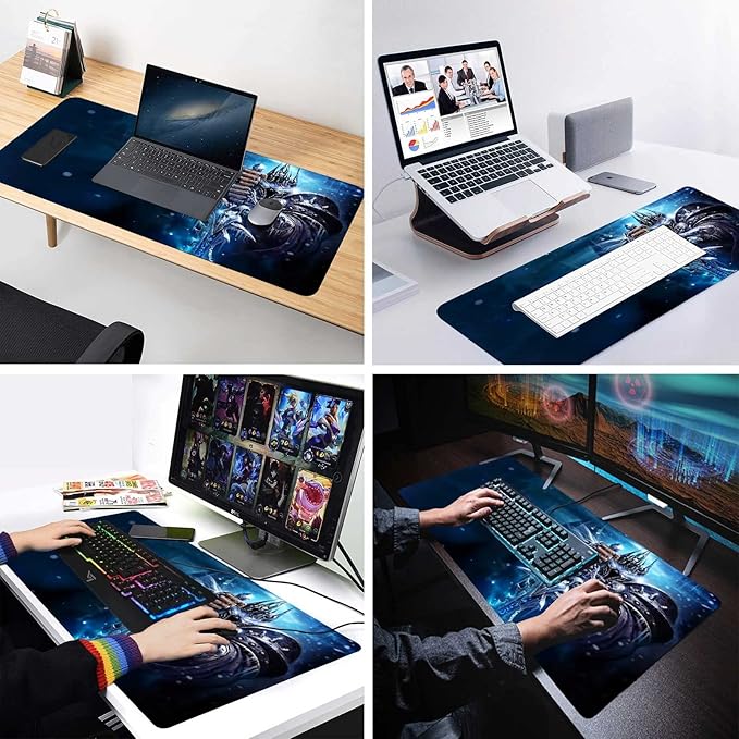 Mouse Pad XXL Lich King,Extra Large Gaming Mousepad Laptop Desk Pad Mat,Non-Slip Rubber Base,Stitched Edges,Smooth Fabric,Computer Keyboard & Mice Combo Pads 31.5x15.7