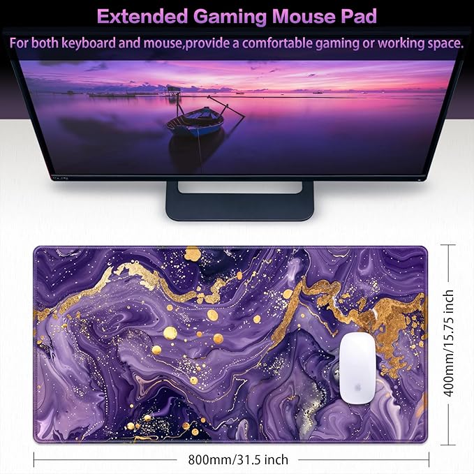 Canjoy Gaming Mouse Pad, 31.5x15.7inch Large Extended Mousepad Big Computer Desk Mat for Keyboard and Mouse Full Desk Mouse Mat with Non-Slip & Rubber Base