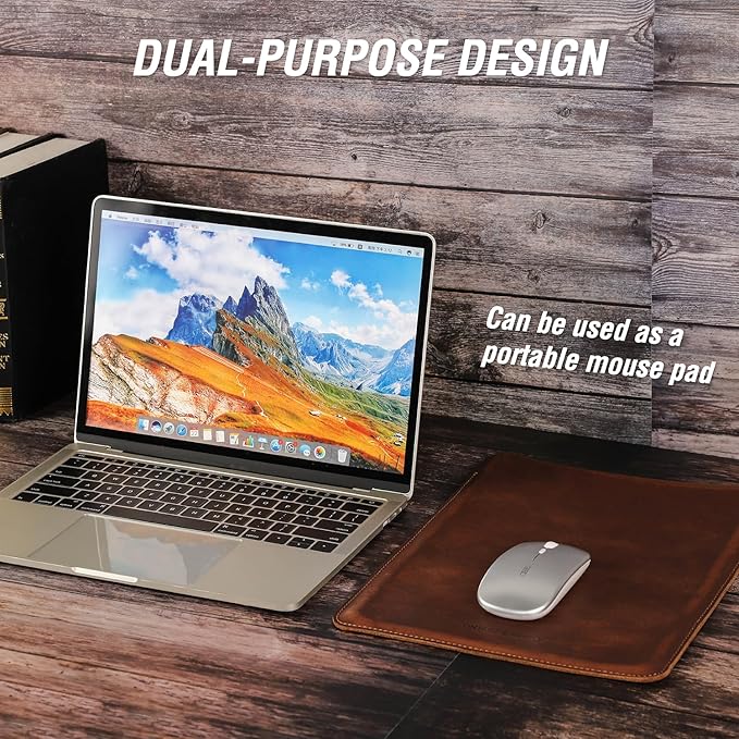 Top Grain Leather 13.3" Slim Laptop Sleeve Protector, Minimalist Vintage Design, Fully Handmade, Compatible with MacBook Pro 13.3" MacBook Air 2022 DELL XPS 13" & Other PC, Brown 13.3 Inch