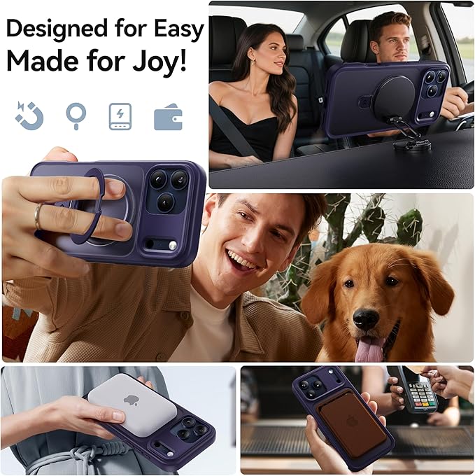 CASEKOO Ultra-Magnetic Stand for iPhone 17 Pro Case [Military Drop Protection] [Compatible with MagSafe] Shockproof Translucent Matte Slim Ring for iPhone 17 Pro Phone Case 6.3", Purple