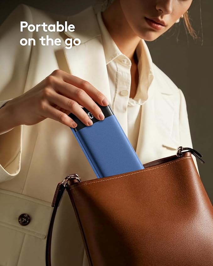 Orfeika Portable Phone Charger, 10000mAh Portable Charger Power Bank with Built-in Cables, Travel Essential Battery Pack Compatible with Samsung, iPhone, Google, iPads, Tablets, etc