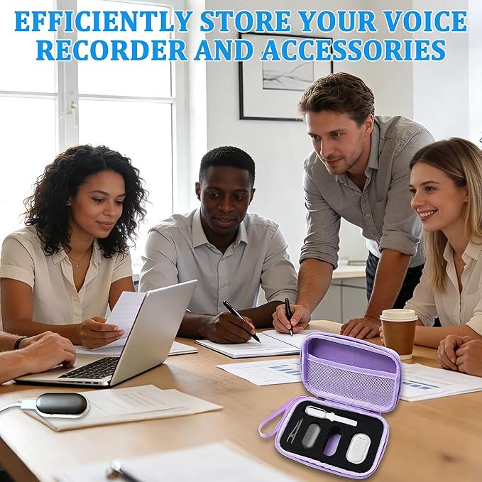 Protective Case for PLAUD NotePin Voice Recorder - Custom Fit Foam Holds All Accessories, Waterproof & Shockproof (Case Only) (Purple)