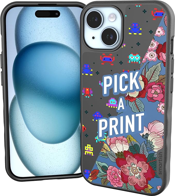 Smartish® iPhone 15 Magnetic Case - Gripmunk Compatible with MagSafe [Lightweight + Protective] Slim/Thin Grip Cover with Microfiber Lining for Apple iPhone 15 - Custom Prints