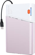Aaoyun Portable Charger Power Bank, 20000mAh 22.5W PD Fast Charging Powerbank with Built-in USB C Cable, External Phone Battery Pack for iPhone 17/16/15 Samsung S24 Android etc, Pink