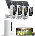 COOAU 4MP Security Cameras Wireless Outdoor, Faster Charging Solar Powered, Sharper-Image Outdoor Camera Wireless,No Subscription,PIR Detection,Surveillance System for Wide-Area Whole-House Coverage