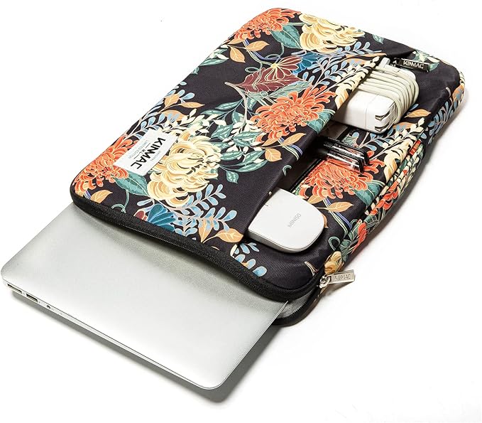 Kinmac 360° Protective Laptop Sleeve Case Bag Cover with Handle for MacBook Air 15 inch,15 inch-15.6 inch HP,Lenovo,Dell,ASUS,Acer Notebook Computer (Royal Chrysanthemum)