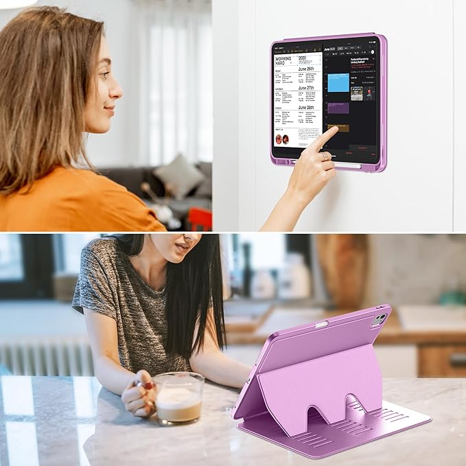 VIKESI Case for iPad iPad Pro 13-inch M5 or M4 Released in 2025 or 2024,Multiple Angles Magnetic Stand Cover,Shockproof Soft Back,Pencil Holder,and Auto Sleep/Wake,Purple