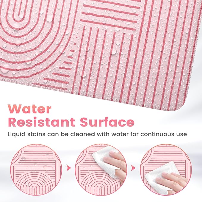 iCasso Pink Desk Matt for Desktop, Cute Desk Pad Mat, Large Mouse Pad, Anti-Slip Big Mousepad with Stitched Edges, Keyboard Pad for Computer(Pink)