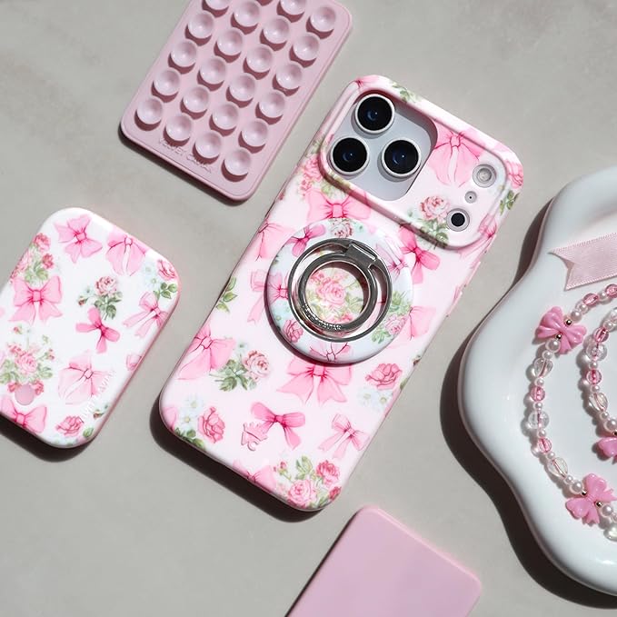 VELVET CAVIAR Case for iPhone 17 Pro Max | Compatible with MagSafe | 10ft Drop Tested | Protective Designer Cases | Posie Pink Bow 2.0
