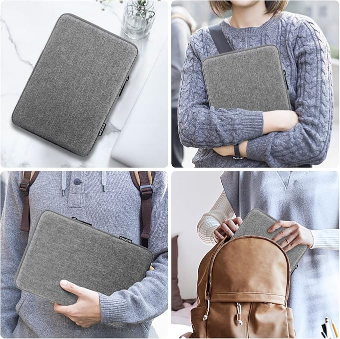 MoKo 13 Inch Tablet Sleeve Fits New 13inch iPad Air M4 2026, iPad Pro M5/M4/Air M3/M2 13", iPadPro 12.9", Galaxy Tab S8+/S9+ 12.4", Polyester Bag Fit with Apple Pencil or Smart Keyboard, Light Gray